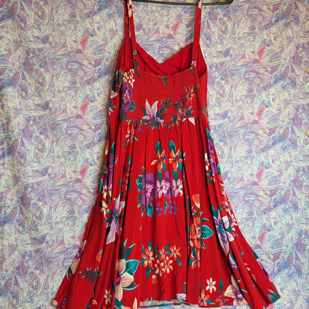 Old Navy Fit And Flare Red Floral Cami Dress Size L With Measurement NWOT - Picture 3 of 9